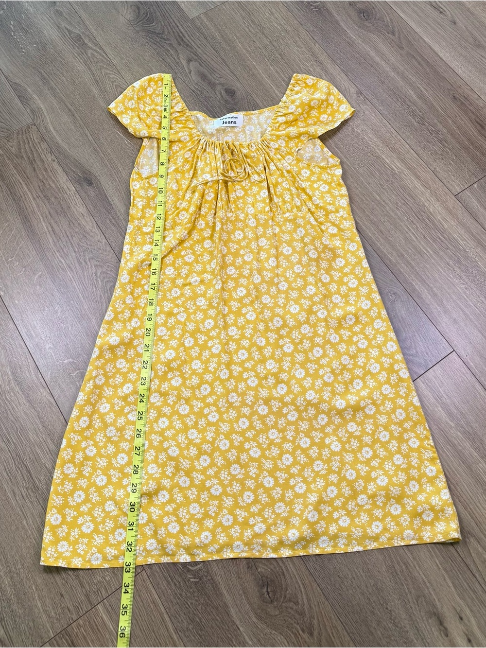 Reformation Maison Floral Print Convertible Neck Minidress Yellow Size Large - Picture 10 of 10